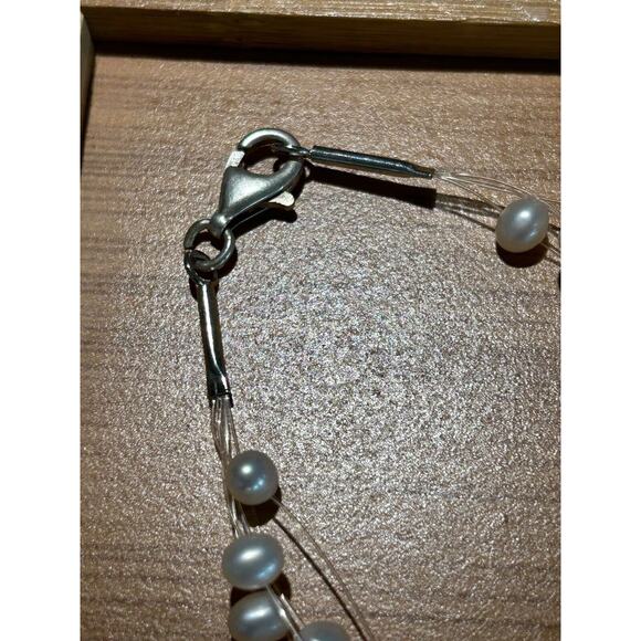 Beautiful Sterling Cultured Pearl Chain‎ Bracelet + 5 Strand Floating Necklace - Picture 9 of 10